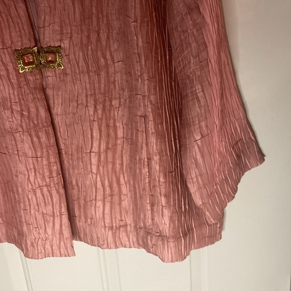 Peach Rayon Top 1990s, Vintage Jacket, w/ Single Gem Closure Spring/Summer Sz XL - Picture 5 of 8